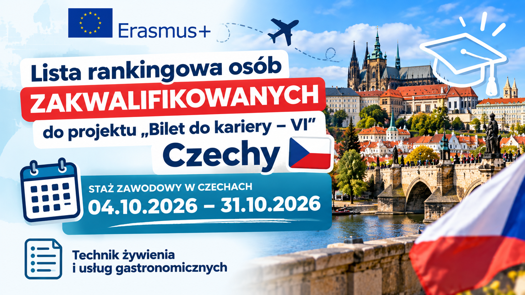 Lista rankingowa osób zakwalifikowanych do projektu „Bilet do kariery- VI”- Czechy
