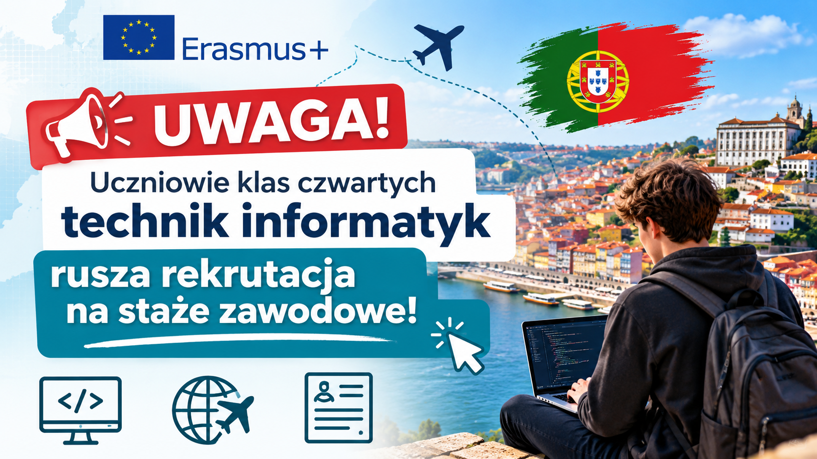 UWAGA! Uczniowie klas czwartych technik informatyk –  rozmowa rekrutacyjna na staże zawodowe.